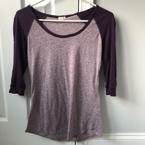 garage two toned baseball three quarters tee